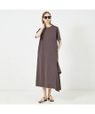 【SALE／60%OFF】DESIGNWORKS サイドスリット半袖ワンピース デザインワークス ワンピース・ドレス シャツワンピース グレー ブラック【送料無料】