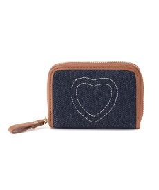 Liaa Liaa/(W)ハート刺繍 デニム カードケース ミニョントレフル ルームヨンマルサンセレクティッド 財布・ポーチ・ケース 名刺入れ・カードケース ネイビー