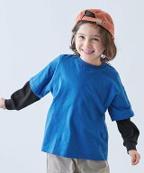 devirock レイヤード風 長袖Tシャツ 子供服 キッズ 男の子 女の子 レイヤード ロンT 26SS デビロック ト…