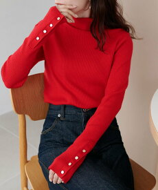 Discoat 【13色展開/多色買い◎/万能インナー】リブ袖口ボタンタートル《WEB限定》 ディスコート トップス ニット オレンジ ブラック ホワイト グレー ブルー ネイビー レッド ブラウン【送料無料】