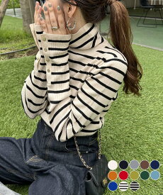 Discoat 【13色展開/多色買い◎/万能インナー】リブ袖口ボタンタートル《WEB限定》 ディスコート トップス ニット オレンジ ブラック ホワイト グレー ブルー ネイビー レッド ブラウン【送料無料】