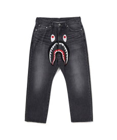 A BATHING APE SHARK LOOSE FIT 13 OZ DENIM PANTS ア ベイシング エイプ パンツ ジーンズ・デニムパンツ グレー ブルー【送料無料】