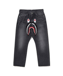 A BATHING APE SHARK LOOSE FIT 13 OZ DENIM PANTS �A �x�C�V���O �G�C�v �p���c �W�[���Y�E�f�j���p���c �O���[ �u���[�y���������z