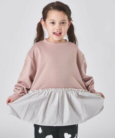 pairmanon 【まいにちスウェット】ガールズ 裏毛 ペプラム スウェット ペアマノン トップス スウェット・トレーナー グレー ピンク ベージュ