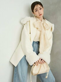 【SALE／30%OFF】FRAY I.D 【WEB限定カラー】ファーリバーミドルコート フレイ アイディー ジャケット・アウター その他のジャケット・アウター ホワイト ピンク【送料無料】