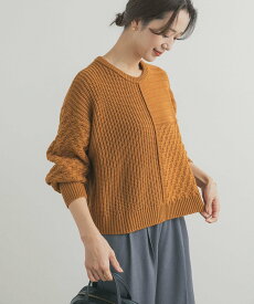 【SALE／50%OFF】URBAN RESEARCH DOORS パッチワーク柄袖ボリュームニット アーバンリサーチドアーズ トップス ニット ゴールド ベージュ グレー【送料無料】