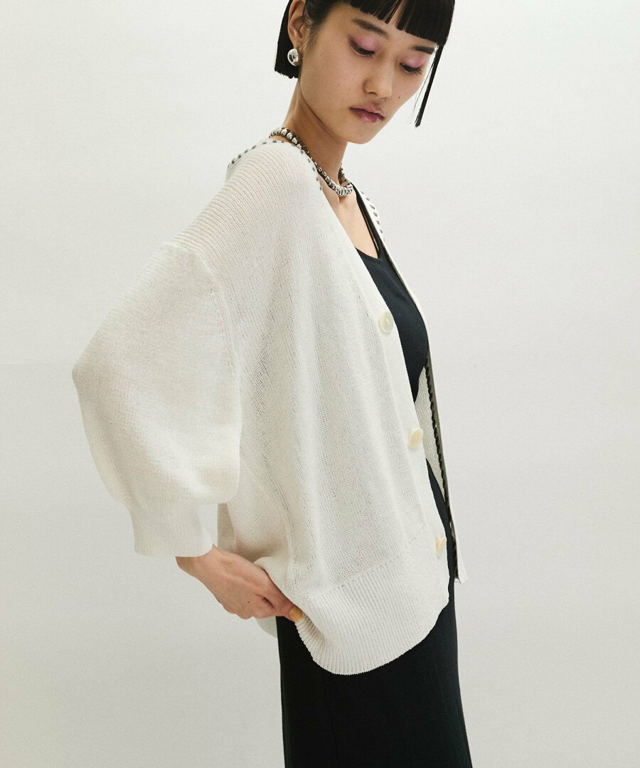 【SALE/60%OFF】ADAM ET ROPE' FEMME ペーパーシルクMIXカーディガン アダムエロペ トップス カーディガン ブラック ホワイト ブルー【送料無料】 - メイン画像 12