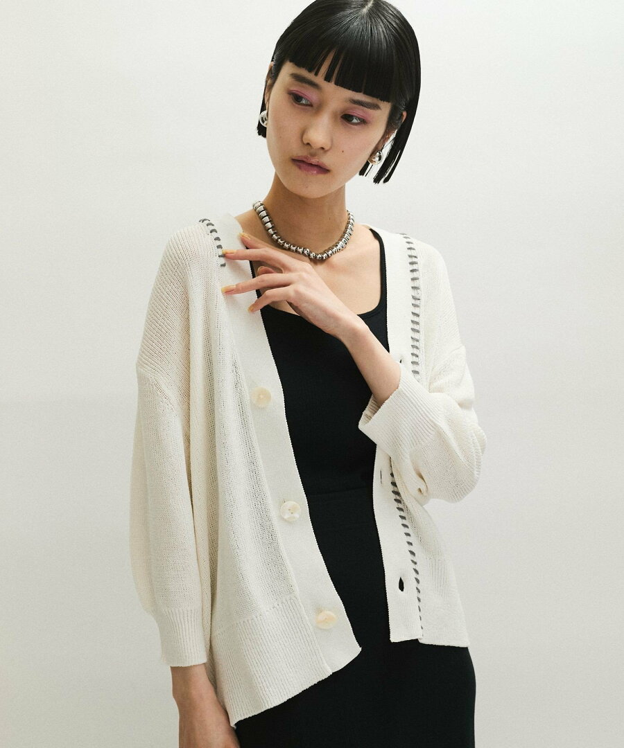 【SALE/60%OFF】ADAM ET ROPE' FEMME ペーパーシルクMIXカーディガン アダムエロペ トップス カーディガン ブラック ホワイト ブルー【送料無料】 - メイン画像 13