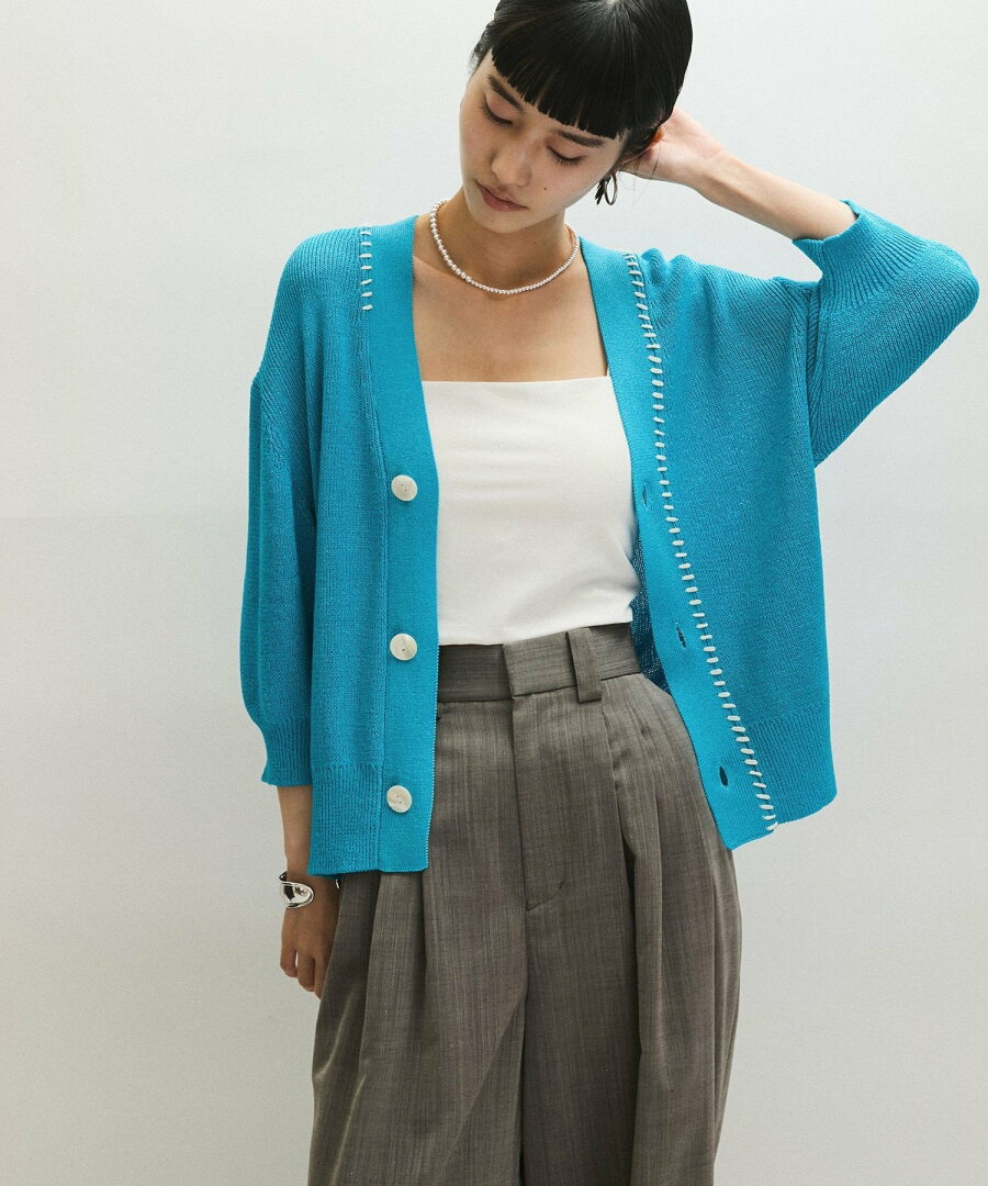【SALE/60%OFF】ADAM ET ROPE' FEMME ペーパーシルクMIXカーディガン アダムエロペ トップス カーディガン ブラック ホワイト ブルー【送料無料】 - メイン画像 14