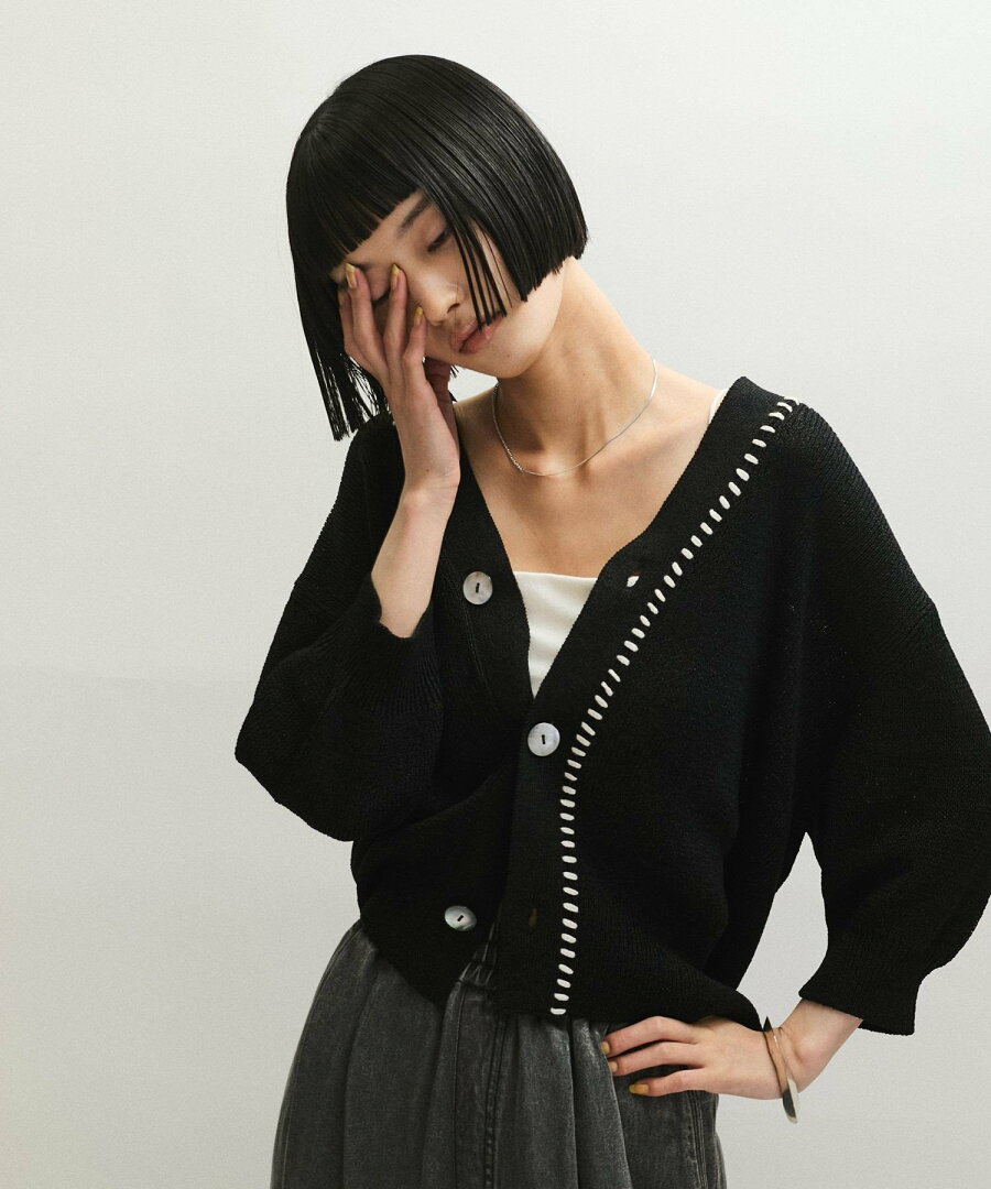 【SALE/60%OFF】ADAM ET ROPE' FEMME ペーパーシルクMIXカーディガン アダムエロペ トップス カーディガン ブラック ホワイト ブルー【送料無料】 - メイン画像 19