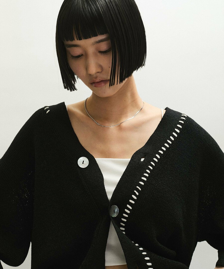 【SALE/60%OFF】ADAM ET ROPE' FEMME ペーパーシルクMIXカーディガン アダムエロペ トップス カーディガン ブラック ホワイト ブルー【送料無料】 - メイン画像 20