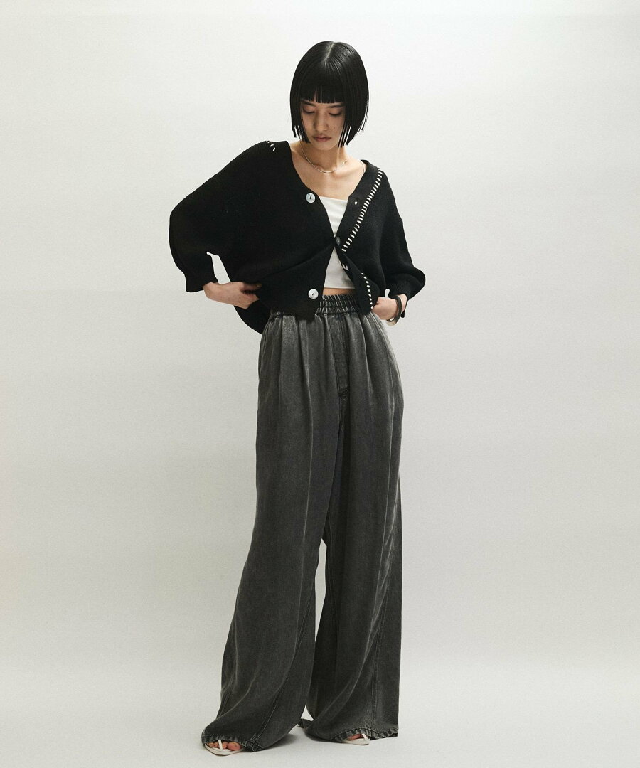 【SALE/60%OFF】ADAM ET ROPE' FEMME ペーパーシルクMIXカーディガン アダムエロペ トップス カーディガン ブラック ホワイト ブルー【送料無料】 - メイン画像 5