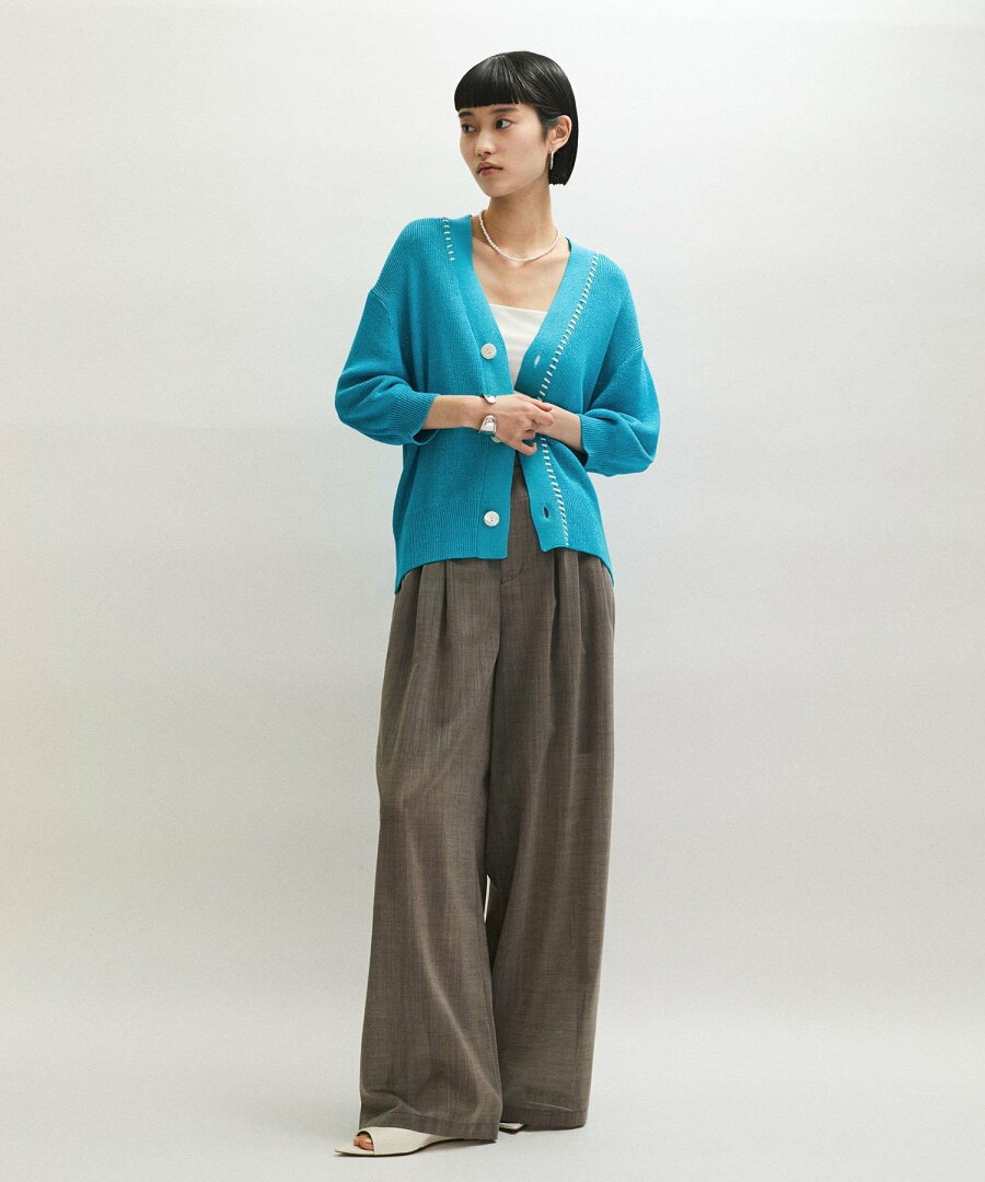 【SALE/60%OFF】ADAM ET ROPE' FEMME ペーパーシルクMIXカーディガン アダムエロペ トップス カーディガン ブラック ホワイト ブルー【送料無料】 - メイン画像 6