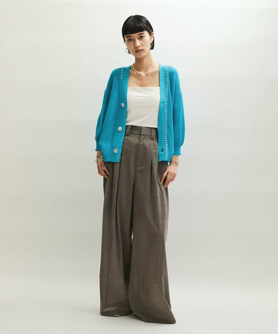 【SALE/60%OFF】ADAM ET ROPE' FEMME ペーパーシルクMIXカーディガン アダムエロペ トップス カーディガン ブラック ホワイト ブルー【送料無料】 - メイン画像 7