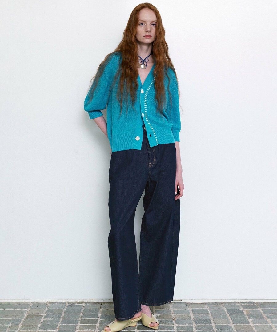 【SALE/60%OFF】ADAM ET ROPE' FEMME ペーパーシルクMIXカーディガン アダムエロペ トップス カーディガン ブラック ホワイト ブルー【送料無料】 - メイン画像 8