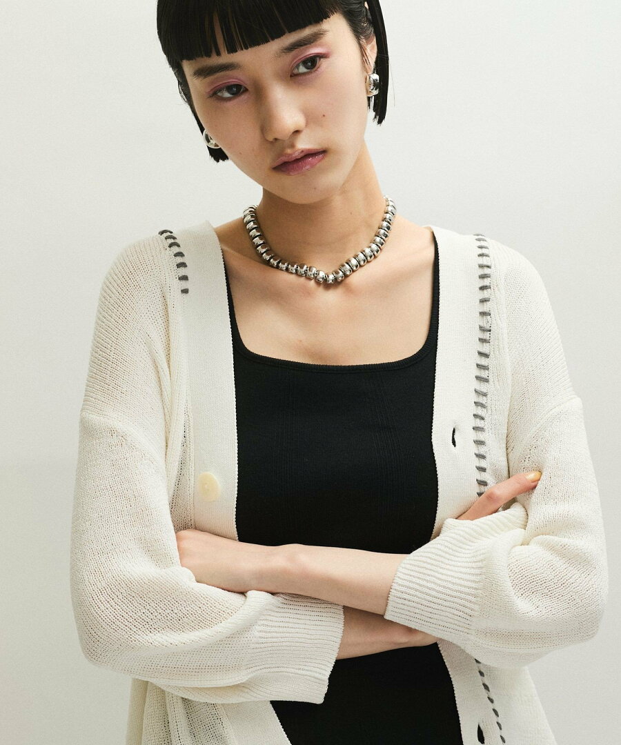 【SALE/60%OFF】ADAM ET ROPE' FEMME ペーパーシルクMIXカーディガン アダムエロペ トップス カーディガン ブラック ホワイト ブルー【送料無料】 - メイン画像 11