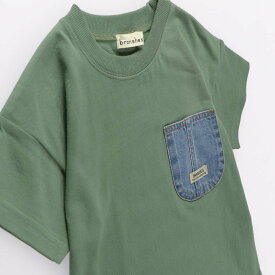 【SALE／5%OFF】branshes デニムポケット半袖Tシャツ ブランシェス トップス カットソー・Tシャツ ネイビー ホワイト カーキ グレー