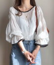 シャーリングキャンディースリープシアーブラウス