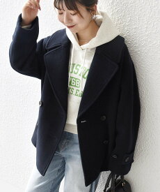 SHIPS any SHIPS any: カシミヤ ミックス テーラード ショート Pコート シップス ジャケット・アウター ピーコート ベージュ ネイビー【送料無料】