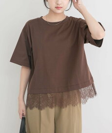 【SALE／30%OFF】URBAN RESEARCH ITEMS 裾レースコンビTシャツ アーバンリサーチアイテムズ トップス カットソー・Tシャツ グレー ブラウン ホワイト ブラック
