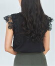華やかレース切り替えフレンチスリーブTシャツ