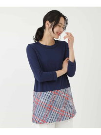 【SALE／50%OFF】HIROKO BIS 【洗える/日本製】ツイード切り替えプルオーバー ヒロコ ビス トップス その他のトップス ブルー【送料無料】