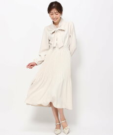 【SALE／10%OFF】MISCH MASCH 【2024春夏新作】ボウタイプリーツワンピース/MM417423 ミッシュマッシュ ワンピース・ドレス ワンピース ブルー ベージュ ネイビー【送料無料】