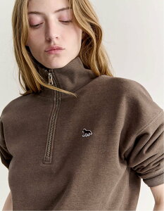 Maison Kitsune Maison Kitsune/(W)BABY FOX HALF ZIP SWEAT SHIRT ���]�� �L�c�l �g�b�v�X �X�E�F�b�g�E�g���[�i�[ �u���E���y���������z