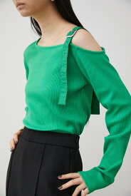 【SALE／50%OFF】AZUL BY MOUSSY ONE SHOULDER BELT RIB TOPS アズールバイマウジー トップス カットソー・Tシャツ ブラック ホワイト