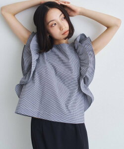 �ySALE�^50%OFF�zCODE A ruffle drama blouse �R�[�h�G�[ �g�b�v�X �V���c�E�u���E�X �u���b�N �z���C�g �l�C�r�[�y���������z