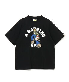 A BATHING APE GRAFFITI CHARACTER COLLEGE RELAXED FIT TEE ア ベイシング エイプ トップス カットソー・Tシャツ ベージュ ブラック グレー【送料無料】