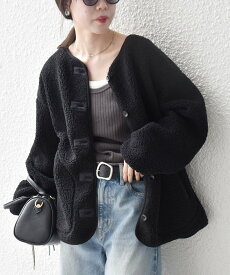 SHIPS any 《追加予約》SHIPS any:＜洗濯機可能＞ボア フリース 2WAY フーディー ブルゾン シップス ジャケット・アウター ブルゾン・ジャンパー ブラック ベージュ レッド【送料無料】