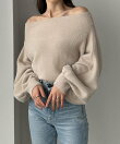 Louere オフショルシャギーニット