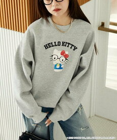 【SALE／5%OFF】PUBLUX "HELLO KITTY/ハローキティ" 眼鏡 カレッジ風スウェット 限定展開 25AW フリークスストア トップス スウェット・トレーナー ネイビー グレー【送料無料】