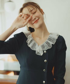 31 Sons de mode 2025秋冬新作 レースフリルワンピース トランテアン ソン ドゥ モード ワンピース・ドレス ワンピース ネイビー ブラウン ベージュ【送料無料】