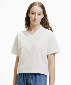 【SALE／30%OFF】LACOSTE 鹿の子地サッカーシャツ / スキッパーネックポロ ラコステ トップス ポロシャツ ホワイト ブラック【送料無料】