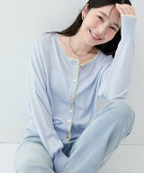 【SALE／30%OFF】natural couture 【sherbet line】接触冷感・UVカット付き配色金ボタンカーディガン ナ…
