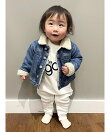 (K)ウルトラソフトデニム&くまさんボアジャケット (ベビー)
