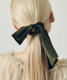 GOLDY ベロア ハング シュシュ ゴールディ ヘアアクセサリー その他のヘアアクセサリー カーキグリーン ブラウン グレー ブラック