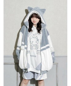 【SALE／33%OFF】NOEMIE ねこ耳お星さまぽんぽんユニセックスファーブルゾン ノエミー ジャケット・アウター ブルゾン・ジャンパー グレー ブルー ピンク【送料無料】