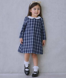 【SALE／50%OFF】petit main 【セミフォーマル】衿つき長袖ワンピース ナルミヤオンライン ワンピース・ドレス ワンピース ベージュ ネイビー