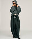 ハイウエストベルトタックパンツ / High-Waist Belted Tuck Pants