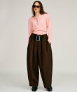 ハイウエストベルトタックパンツ / High-Waist Belted Tuck Pants