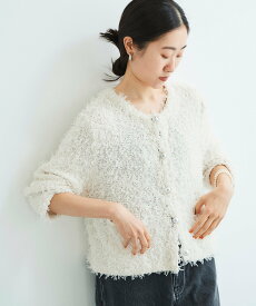 【SALE／20%OFF】le.coeur blanc TORRAZZO DONNAファンシーヤーンジャケット ルクールブラン ジャケット・アウター その他のジャケット・アウター ホワイト ブラック【送料無料】