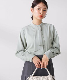 【SALE／30%OFF】N. Natural Beauty Basic ボウタイ風とろみブラウス 24SS エヌ ナチュラルビューティーベーシック* トップス シャツ・ブラウス ブラック ホワイト グリーン【送料無料】