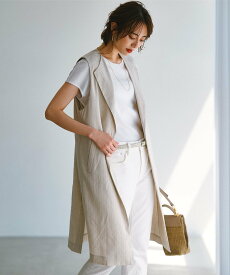 【SALE／50%OFF】23区 S 【CLASSY.6月号掲載/洗える】リネンレーヨンストレッチ ジレ ニジュウサンク ジャケット・アウター その他のジャケット・アウター ベージュ ブラック カーキグリーン【送料無料】