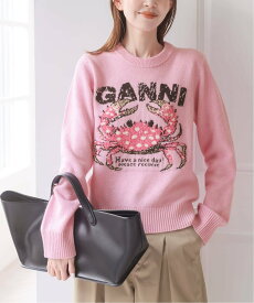 U by SPICK&SPAN 《新宿・WEB限定》GANNI / ガニー Graphic Wool Sweater Crab ユーバイスピックアンドスパン トップス ニット ピンク【送料無料】