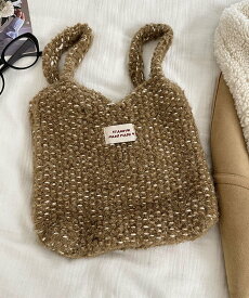 【SALE／20%OFF】aimoha - select - aimoha -select-/ニット編みハンドバッグ アイモハ バッグ ハンドバッグ レッド ピンク ブラウン ベージュ ホワイト グレー ブルー