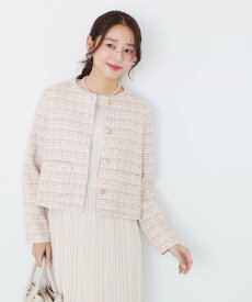 【SALE／46%OFF】COUP DE CHANCE 【ON/OFF着回し】カラーツイードジャケット クード シャンス ジャケット・アウター ノーカラージャケット ピンク グレー ブルー【送料無料】