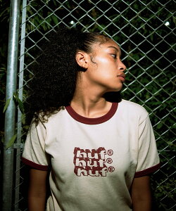 HUF HAND STACKED TINY RINGER TEE / HUF �����K�[T�V���c �n�t �g�b�v�X �J�b�g�\�[�ET�V���c �l�C�r�[ �O���[�� �z���C�g�y���������z